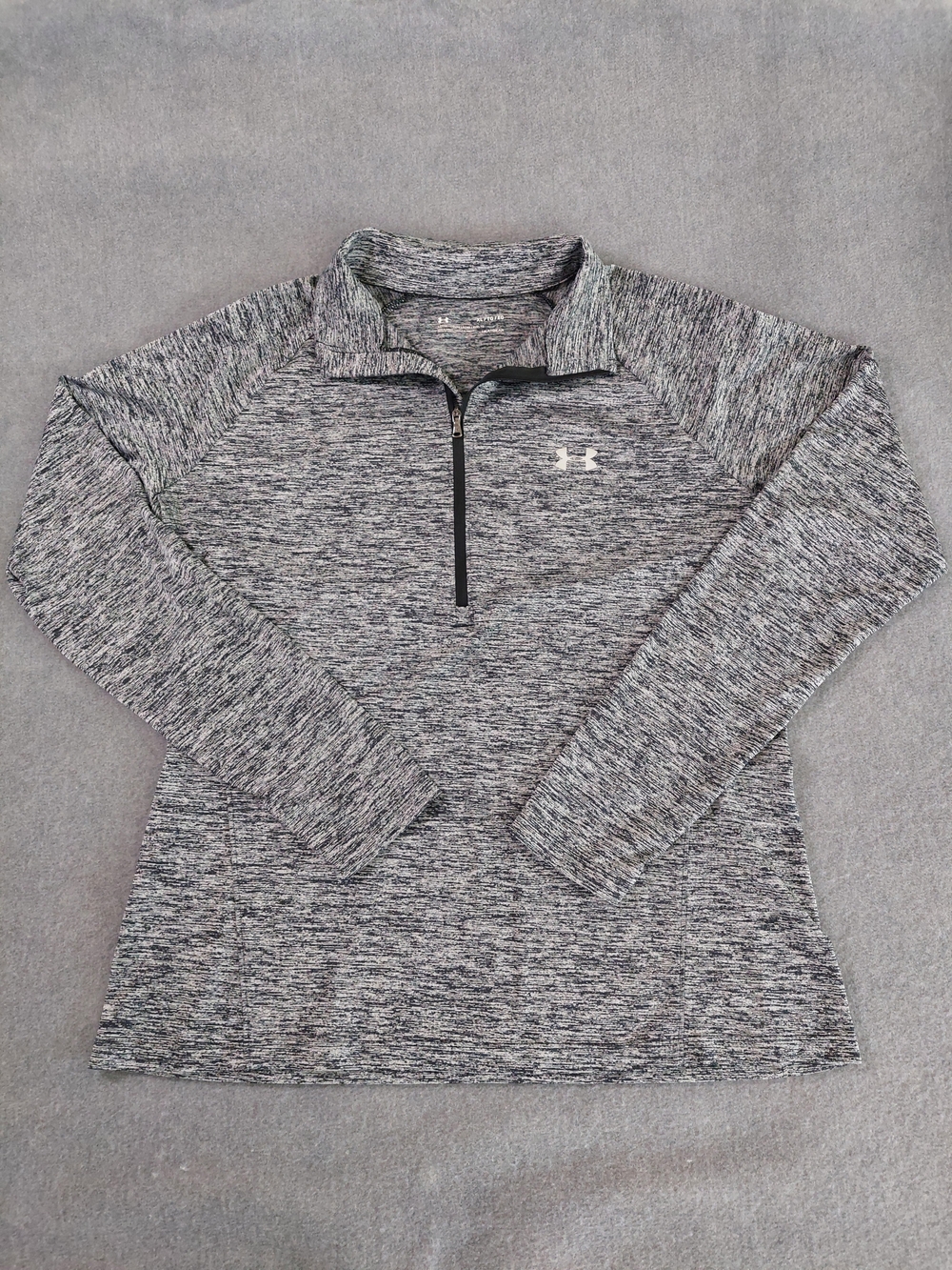 Under Armour Womens XL Gray Space Dye HeatGear 1/4 Zip Pullover Activewear Top